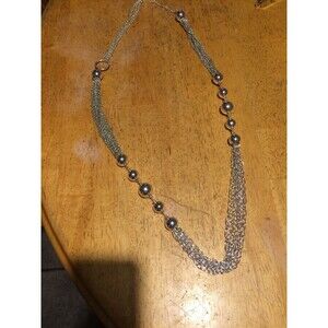 Gorgous 40 In Bright Silver Tone Fashion Necklace